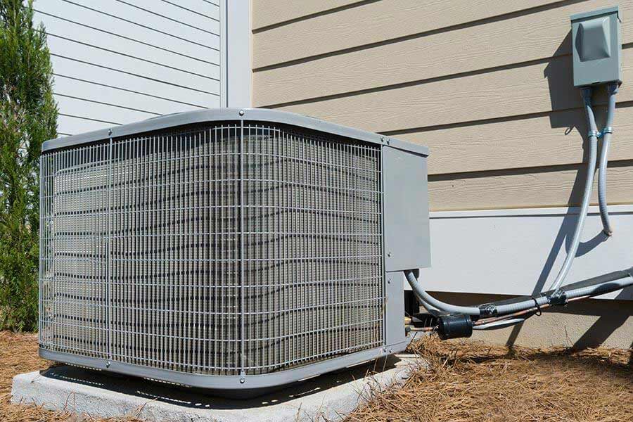 Outdoor AC unit set for maintenance check